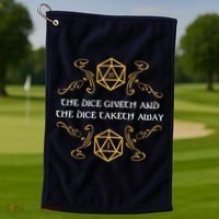 The Dice Giveth And Taketh Dungeons And Dragons Inspired Golf Towel thumb 1