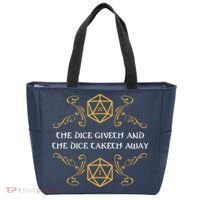 The Dice Giveth And Taketh Dungeons And Dragons Inspired Tote Bag thumb 0