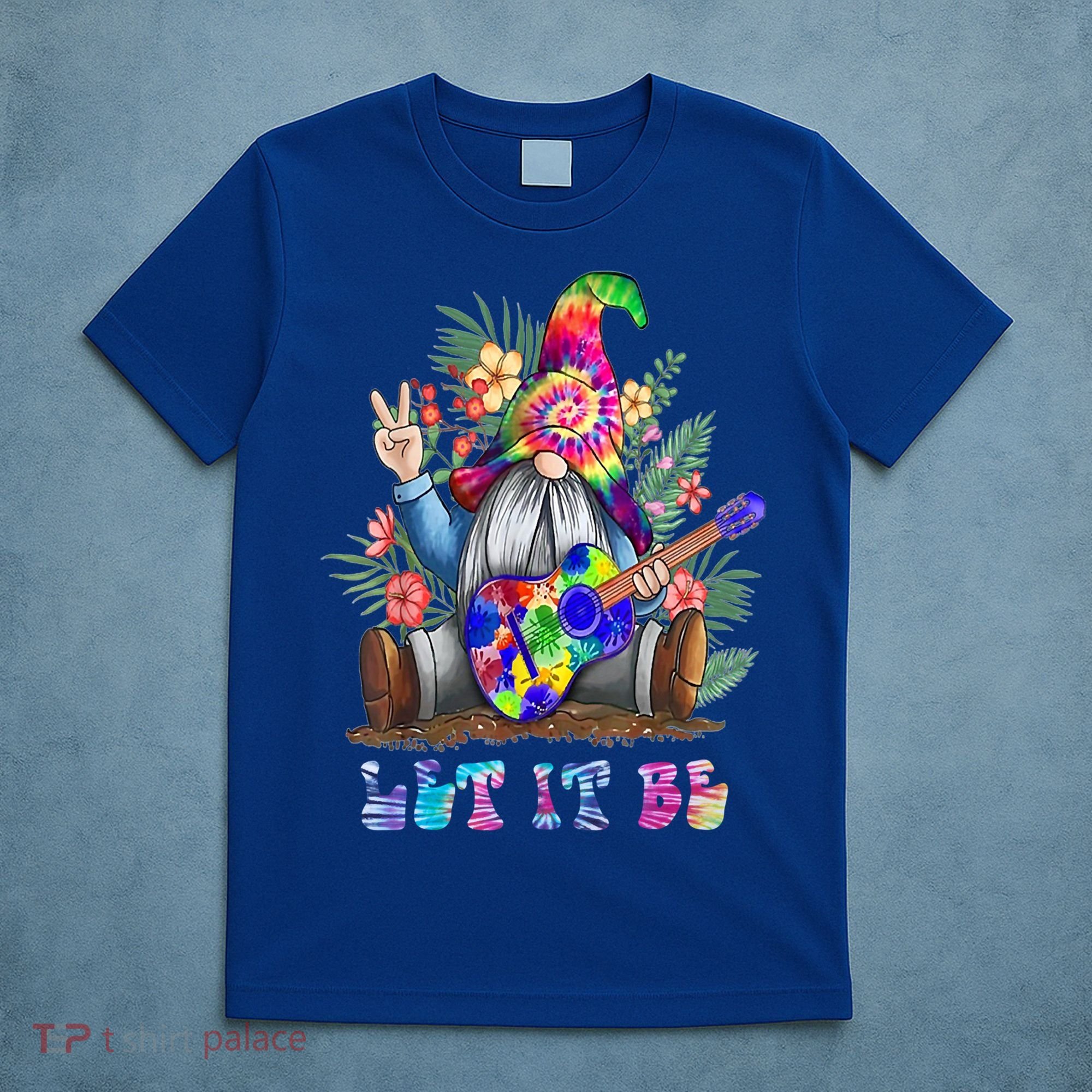 Tie Dye Gnome Peace Playing Guigifttar Hippie Gnome Colorful Gift T-Shirt