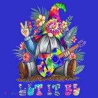 Tie Dye Gnome Peace Playing Guigifttar Hippie Gnome Colorful Gift T-Shirt thumb 7