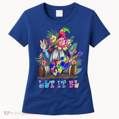 Tie Dye Gnome Peace Playing Guigifttar Hippie Gnome Colorful Gift Women's T-Shirt