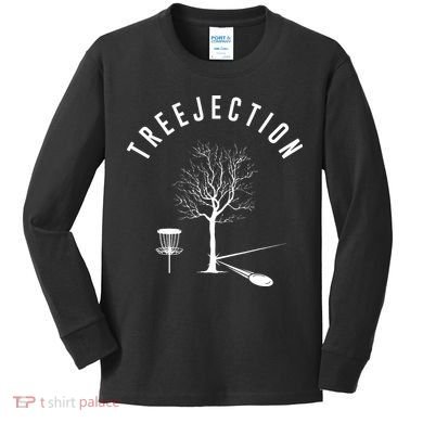 Tree Disc Golf Player Treejection Disc Golf Sports Kids Long Sleeve Shirt
