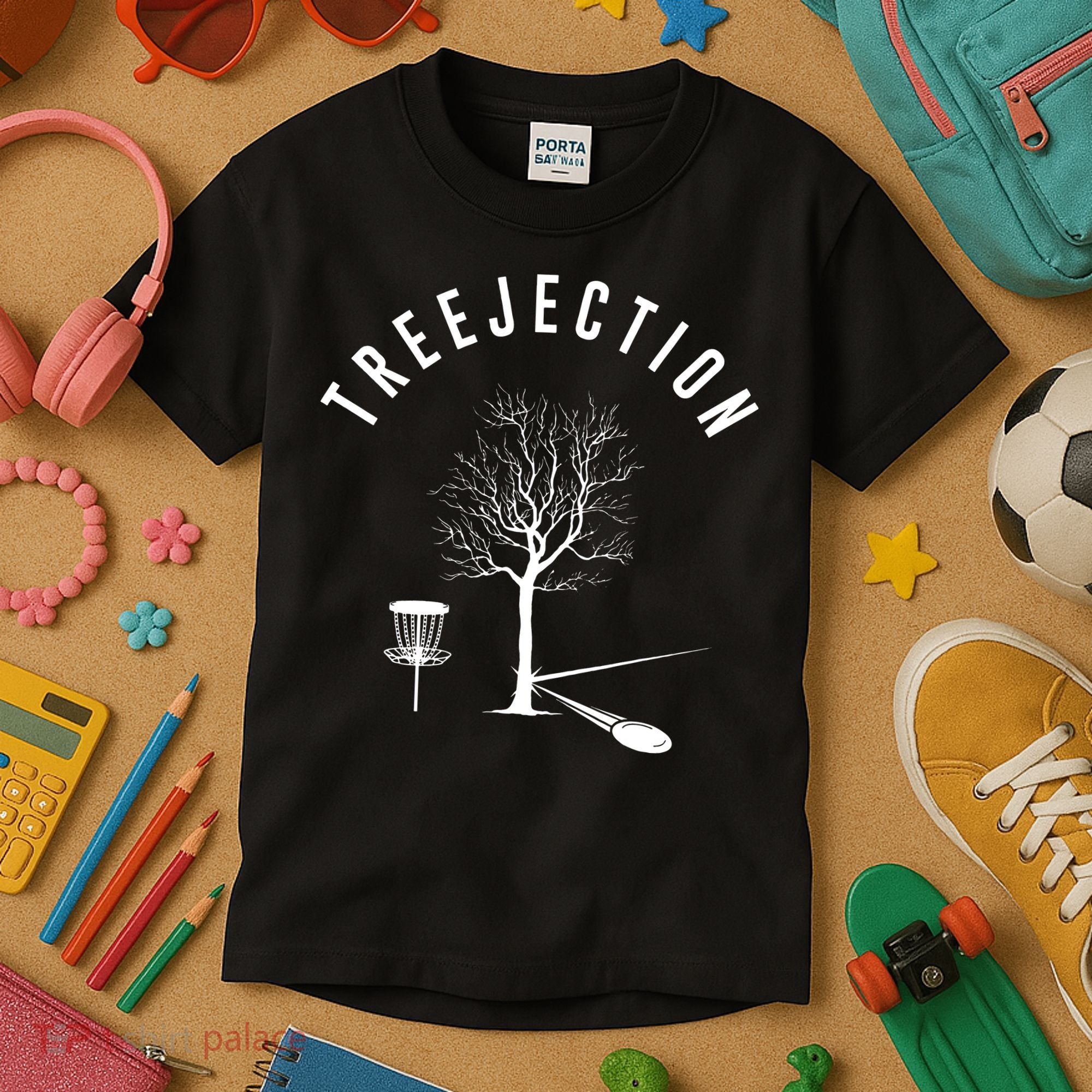 Tree Disc Golf Player Treejection Disc Golf Sports Kids T-Shirt