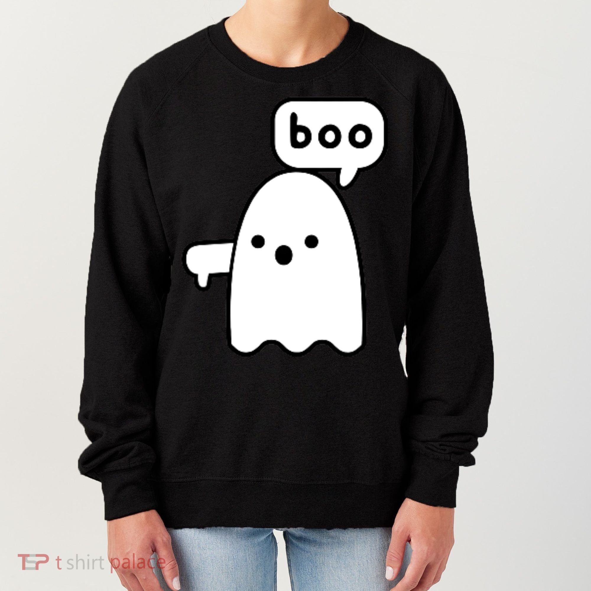 Thumbs Down Ghost Screaming Boo Disapproval Ghost Halloween Women's Sweatshirt