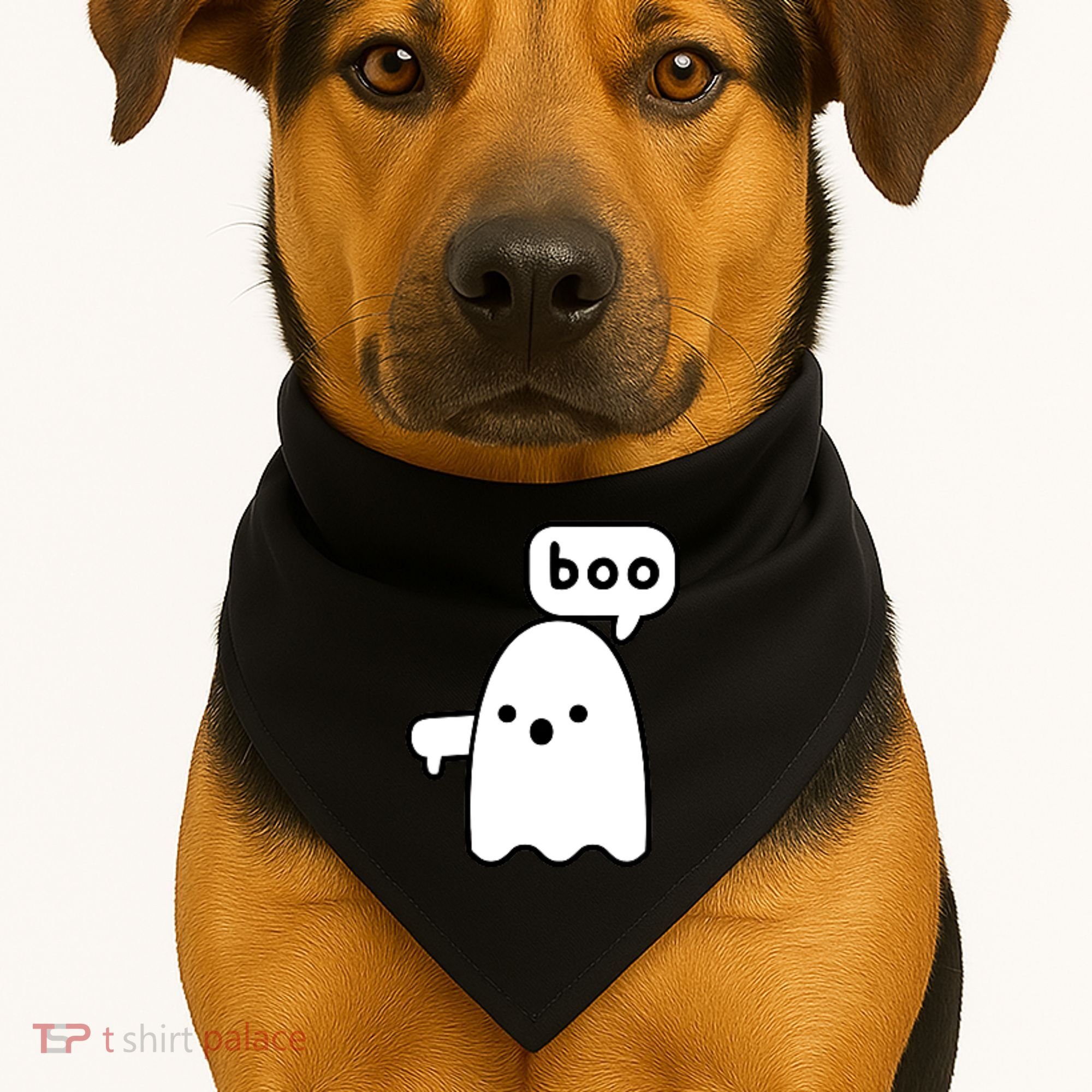 Thumbs Down Ghost Screaming Boo Disapproval Ghost Halloween USA-Made Doggie Bandana