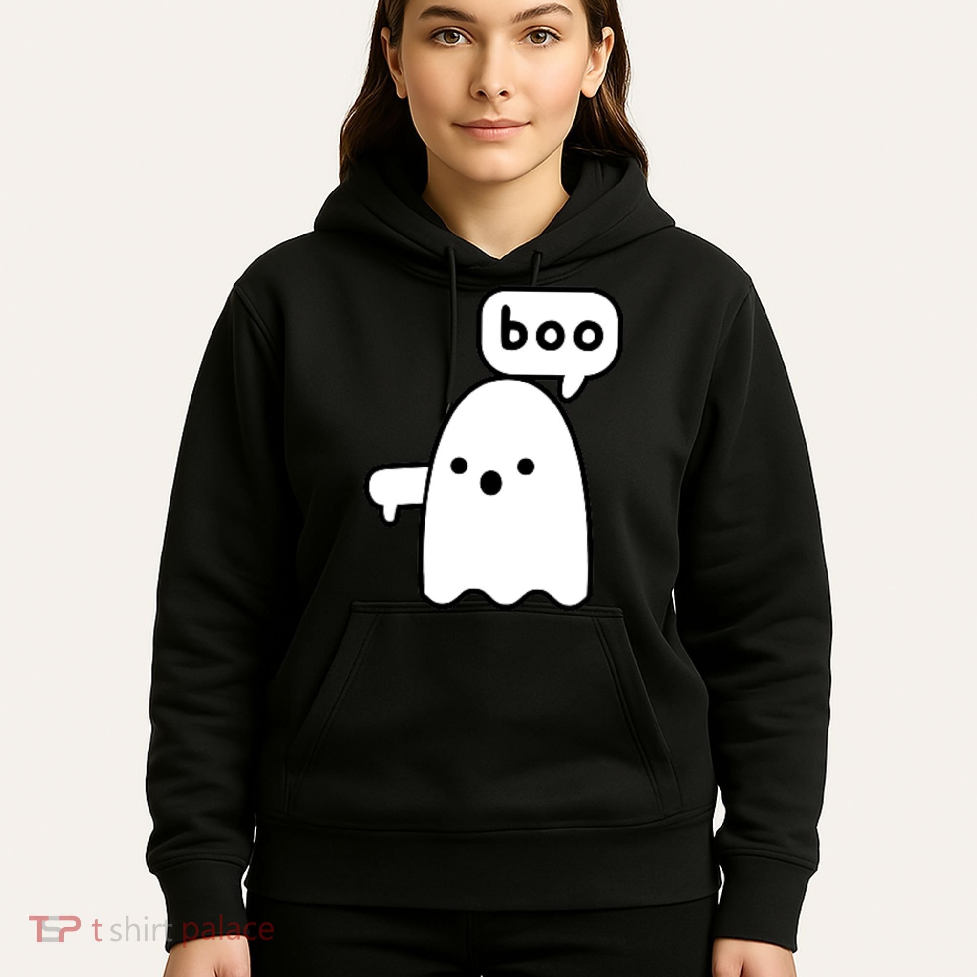 Thumbs Down Ghost Screaming Boo Disapproval Ghost Halloween Hoodie