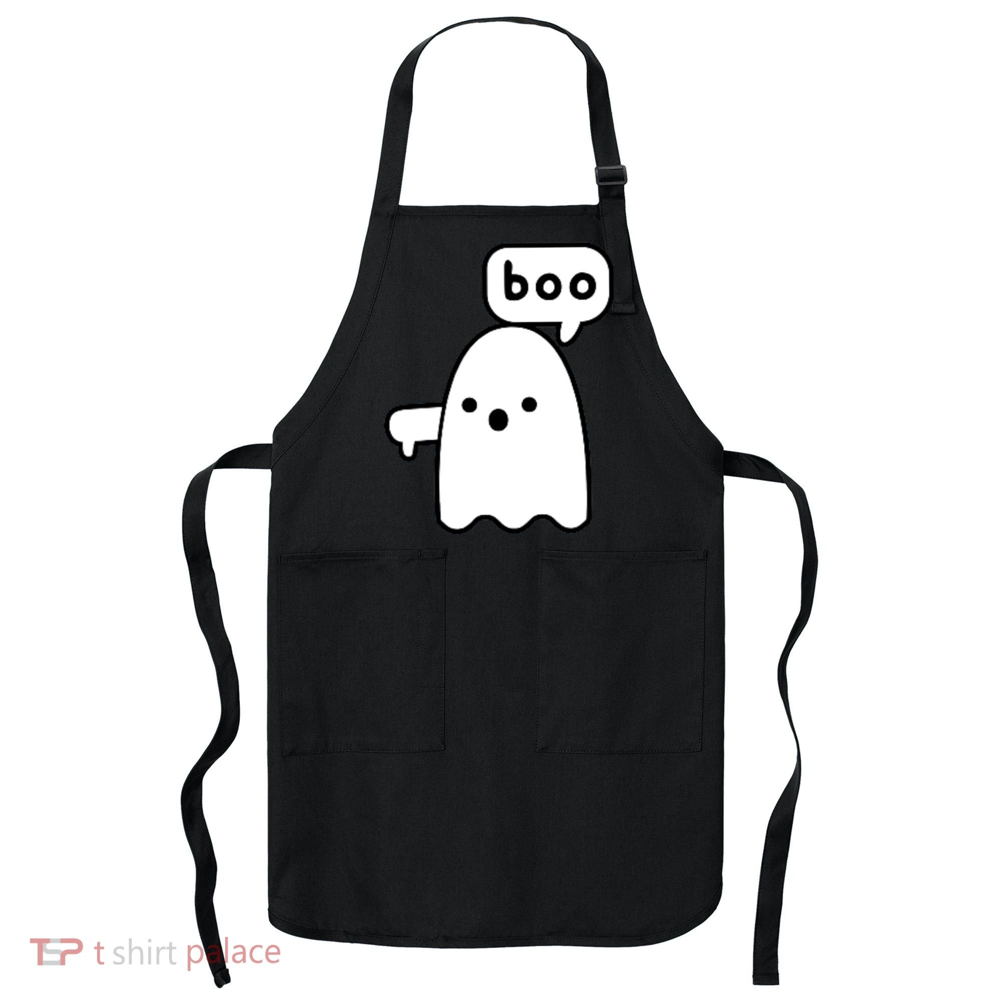 Thumbs Down Ghost Screaming Boo Disapproval Ghost Halloween Apron