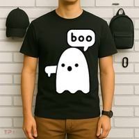Thumbs Down Ghost Screaming Boo Disapproval Ghost Halloween T-Shirt thumb 6