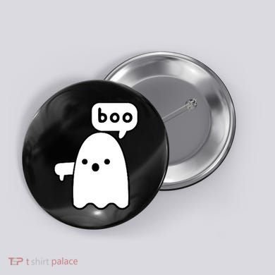 Thumbs Down Ghost Screaming Boo Disapproval Ghost Halloween Button
