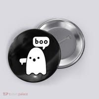 Thumbs Down Ghost Screaming Boo Disapproval Ghost Halloween Button thumb 0