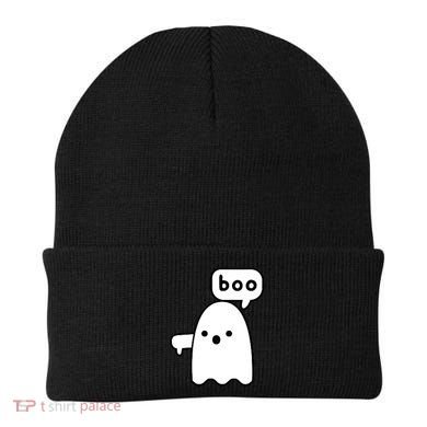 Thumbs Down Ghost Screaming Boo Disapproval Ghost Halloween Beanie