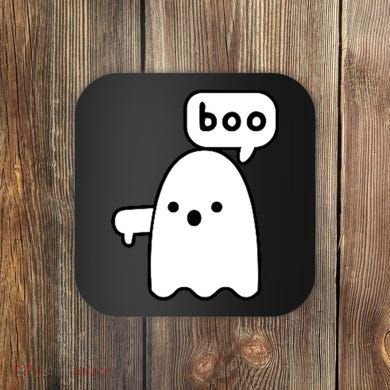 Thumbs Down Ghost Screaming Boo Disapproval Ghost Halloween Coaster