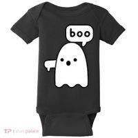 Thumbs Down Ghost Screaming Boo Disapproval Ghost Halloween Baby Bodysuit thumb 0