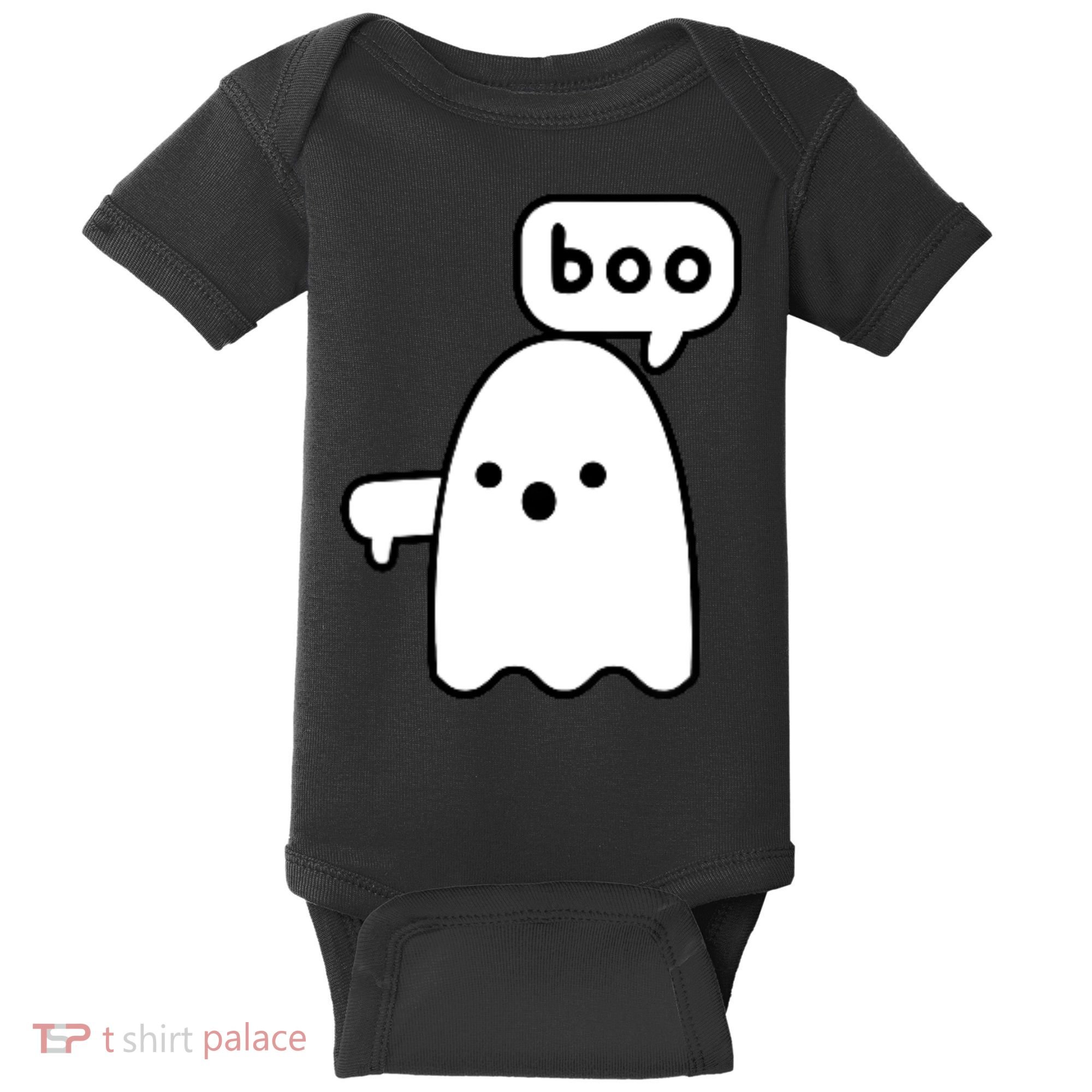 Thumbs Down Ghost Screaming Boo Disapproval Ghost Halloween Baby Bodysuit
