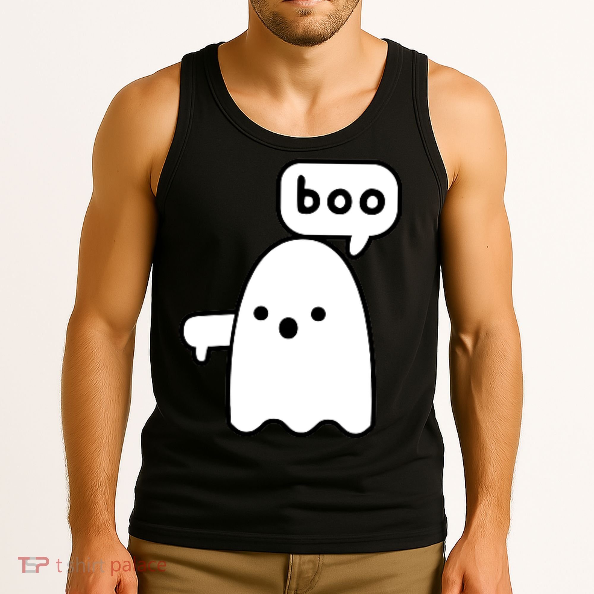 Thumbs Down Ghost Screaming Boo Disapproval Ghost Halloween Tank Top