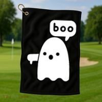 Thumbs Down Ghost Screaming Boo Disapproval Ghost Halloween Golf Towel thumb 1
