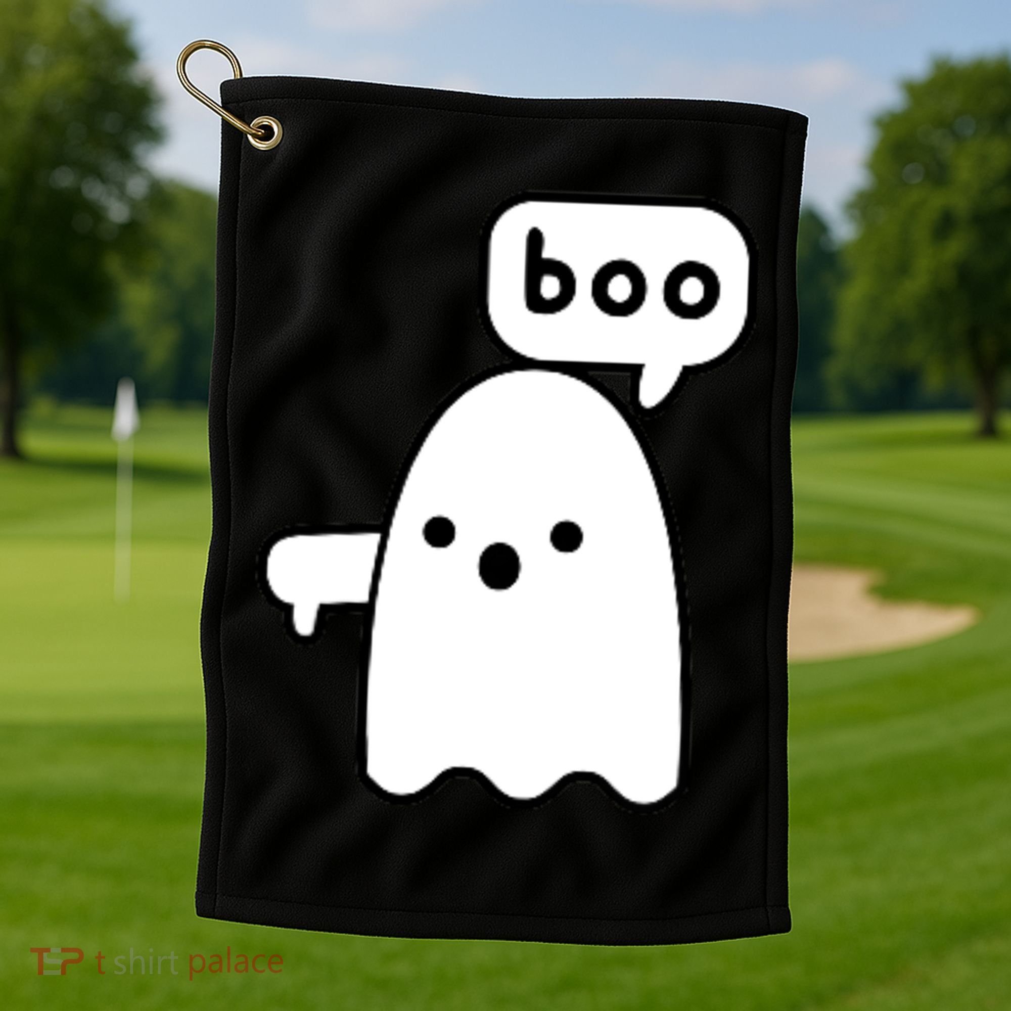 Thumbs Down Ghost Screaming Boo Disapproval Ghost Halloween Golf Towel
