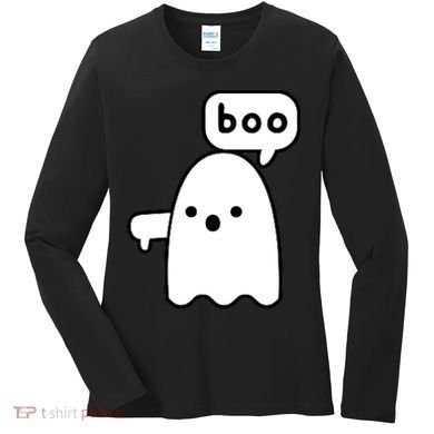 Thumbs Down Ghost Screaming Boo Disapproval Ghost Halloween Women's Long Sleeve Shirt