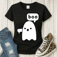 Thumbs Down Ghost Screaming Boo Disapproval Ghost Halloween Women's T-Shirt thumb 3
