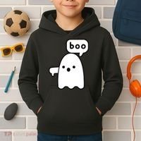 Thumbs Down Ghost Screaming Boo Disapproval Ghost Halloween Kids Hoodie thumb 2