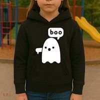 Thumbs Down Ghost Screaming Boo Disapproval Ghost Halloween Kids Hoodie thumb 3