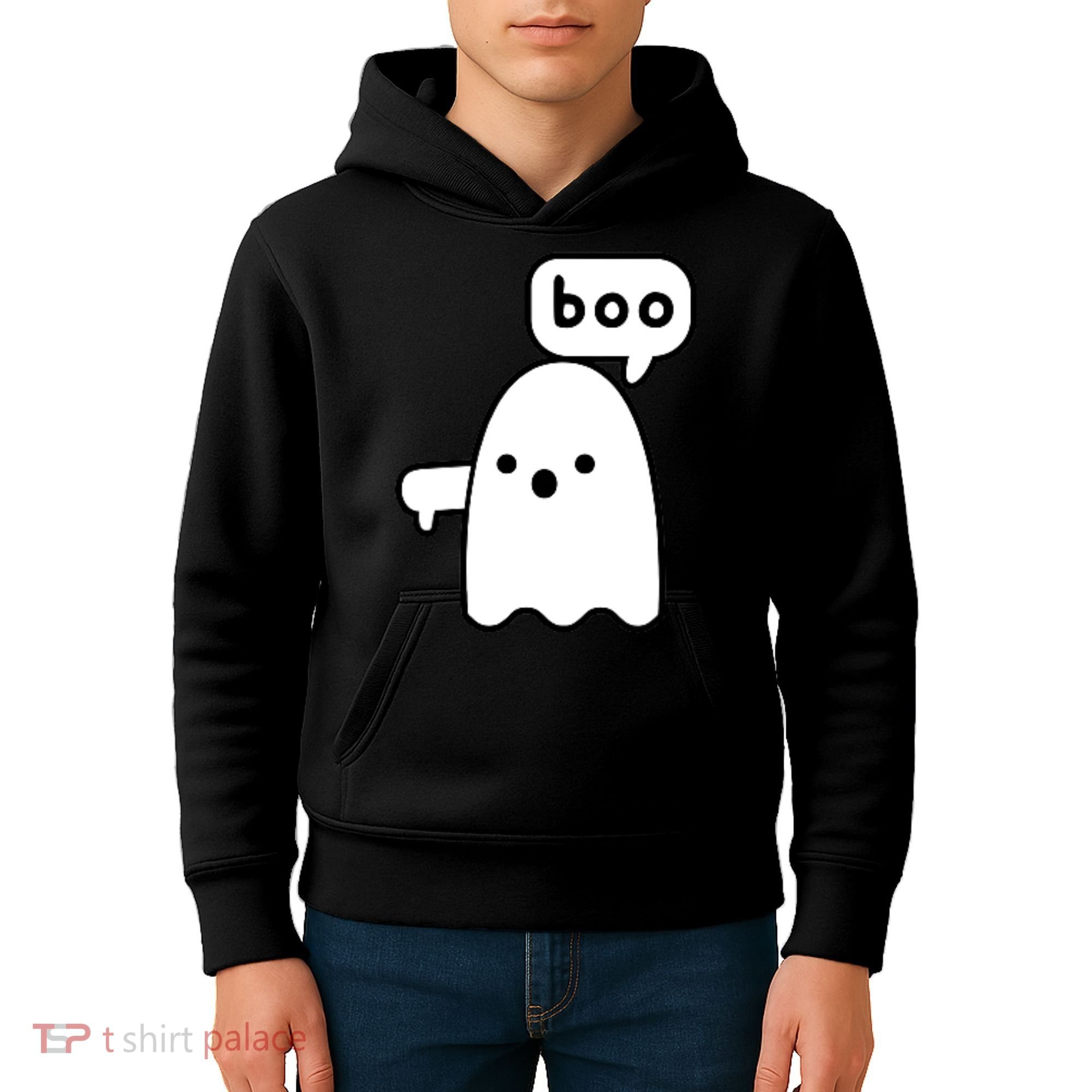 Thumbs Down Ghost Screaming Boo Disapproval Ghost Halloween Kids Hoodie