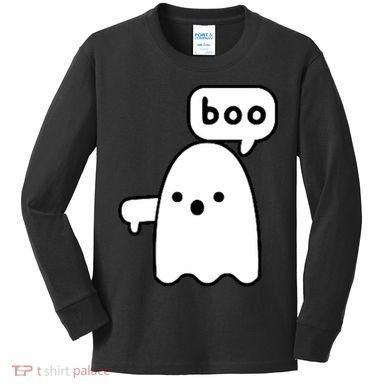 Thumbs Down Ghost Screaming Boo Disapproval Ghost Halloween Kids Long Sleeve Shirt