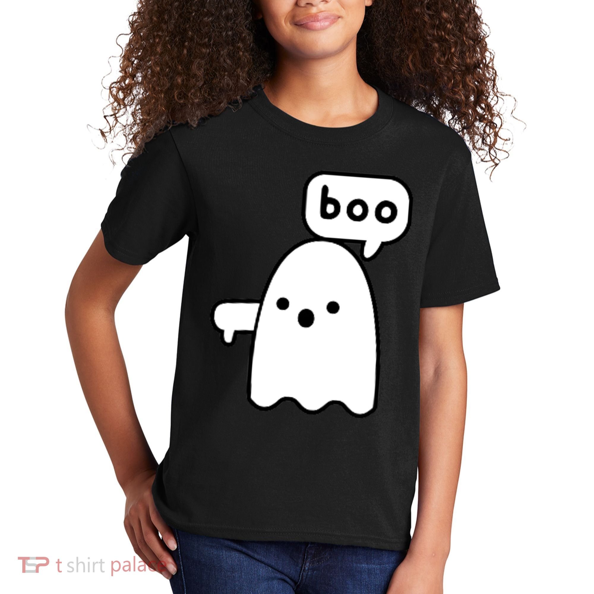 Thumbs Down Ghost Screaming Boo Disapproval Ghost Halloween Kids T-Shirt