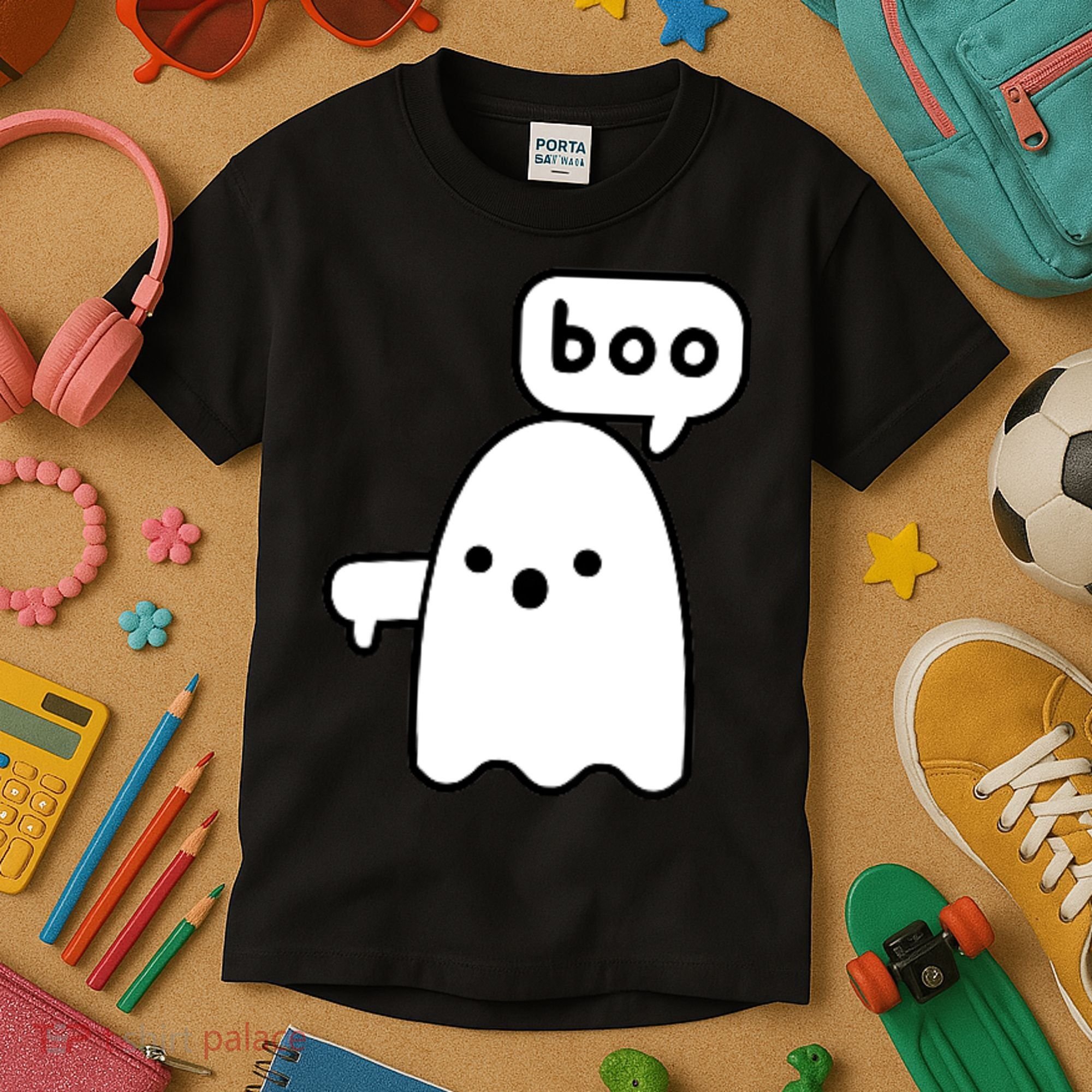 Thumbs Down Ghost Screaming Boo Disapproval Ghost Halloween Kids T-Shirt