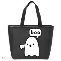 Thumbs Down Ghost Screaming Boo Disapproval Ghost Halloween Tote Bag thumb 0