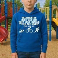 Triathletes Don't Get Old Swim Bike Run Funny Triathlon Cute Gift Kids Hoodie thumb 2