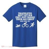 Triathletes Don't Get Old Swim Bike Run Funny Triathlon Cute Gift Kids T-Shirt thumb 0