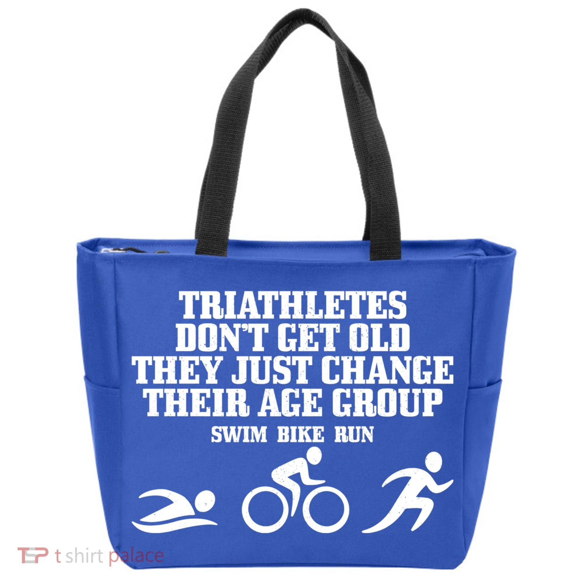 Triathletes Don't Get Old Swim Bike Run Funny Triathlon Cute Gift Tote Bag