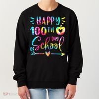 Tie Dye Happy 100th Day Of School Teacher Student 100 Days Women's Sweatshirt thumb 0