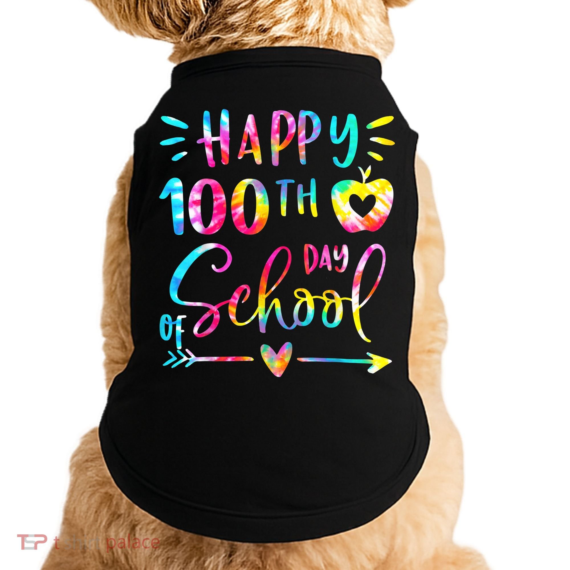 Tie Dye Happy 100th Day Of School Teacher Student 100 Days Doggie Tank
