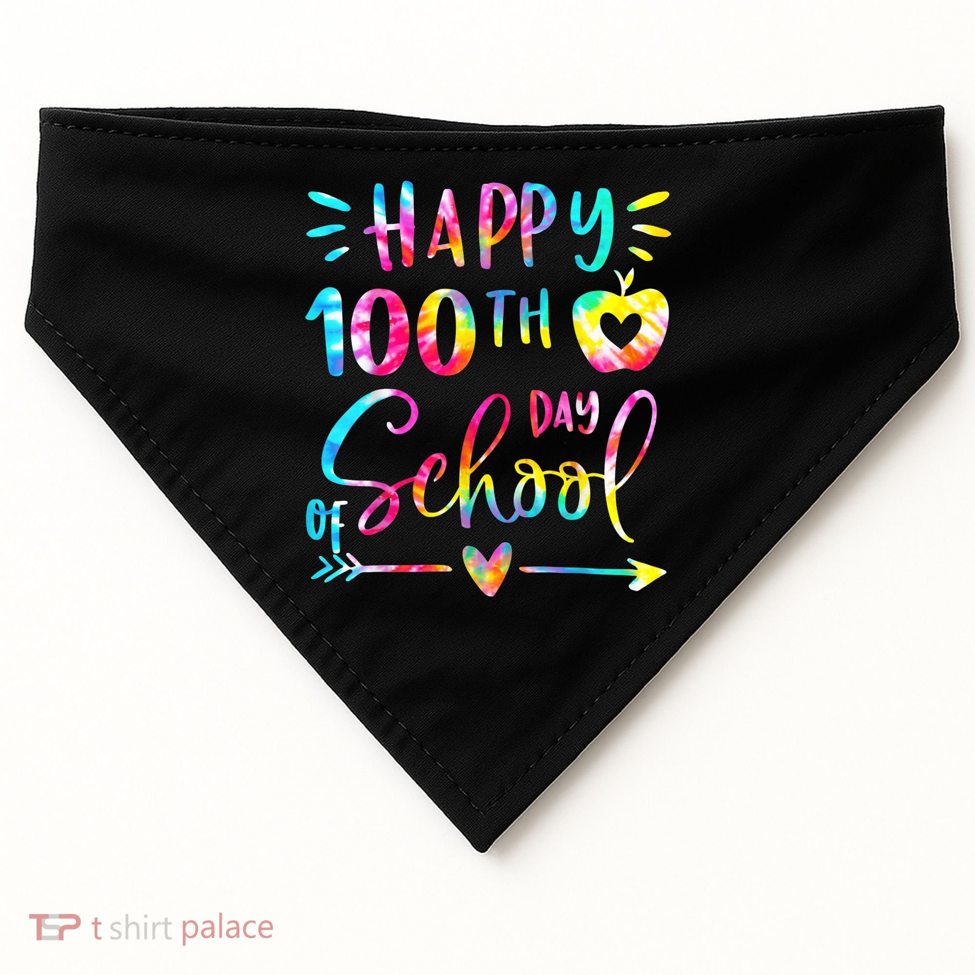 Tie Dye Happy 100th Day Of School Teacher Student 100 Days USA-Made Doggie Bandana