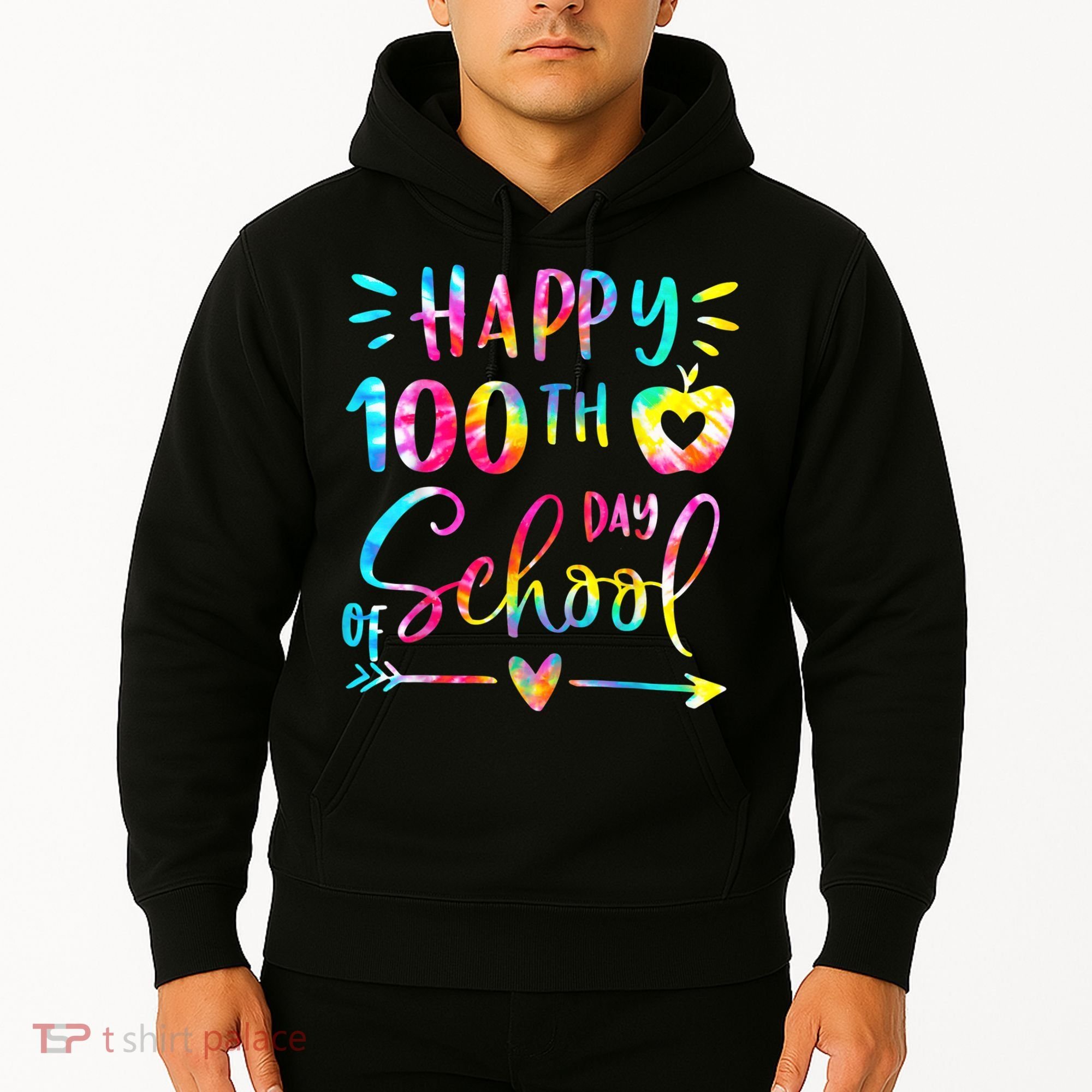 Tie Dye Happy 100th Day Of School Teacher Student 100 Days Hoodie