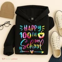 Tie Dye Happy 100th Day Of School Teacher Student 100 Days Hoodie thumb 4