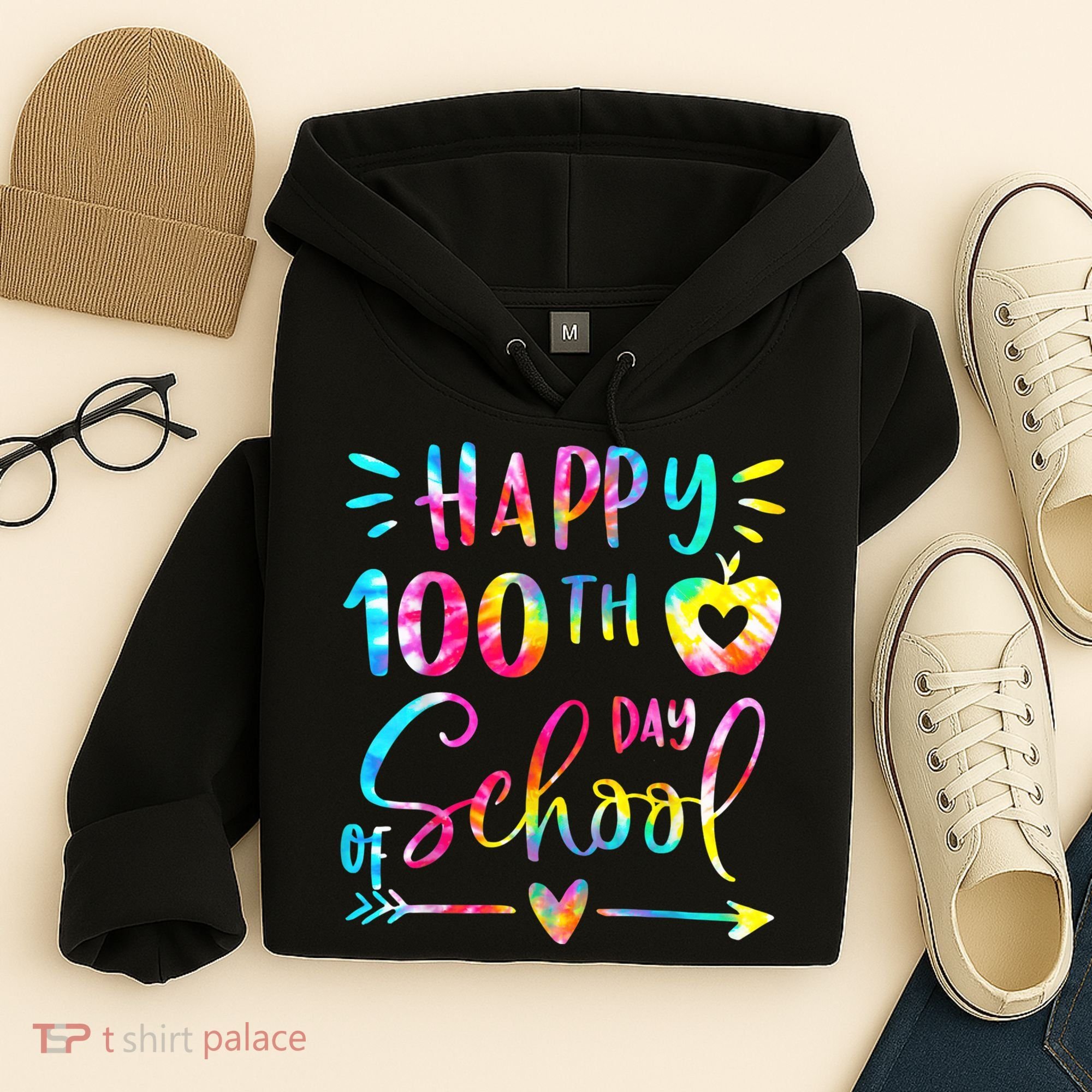 Tie Dye Happy 100th Day Of School Teacher Student 100 Days Hoodie