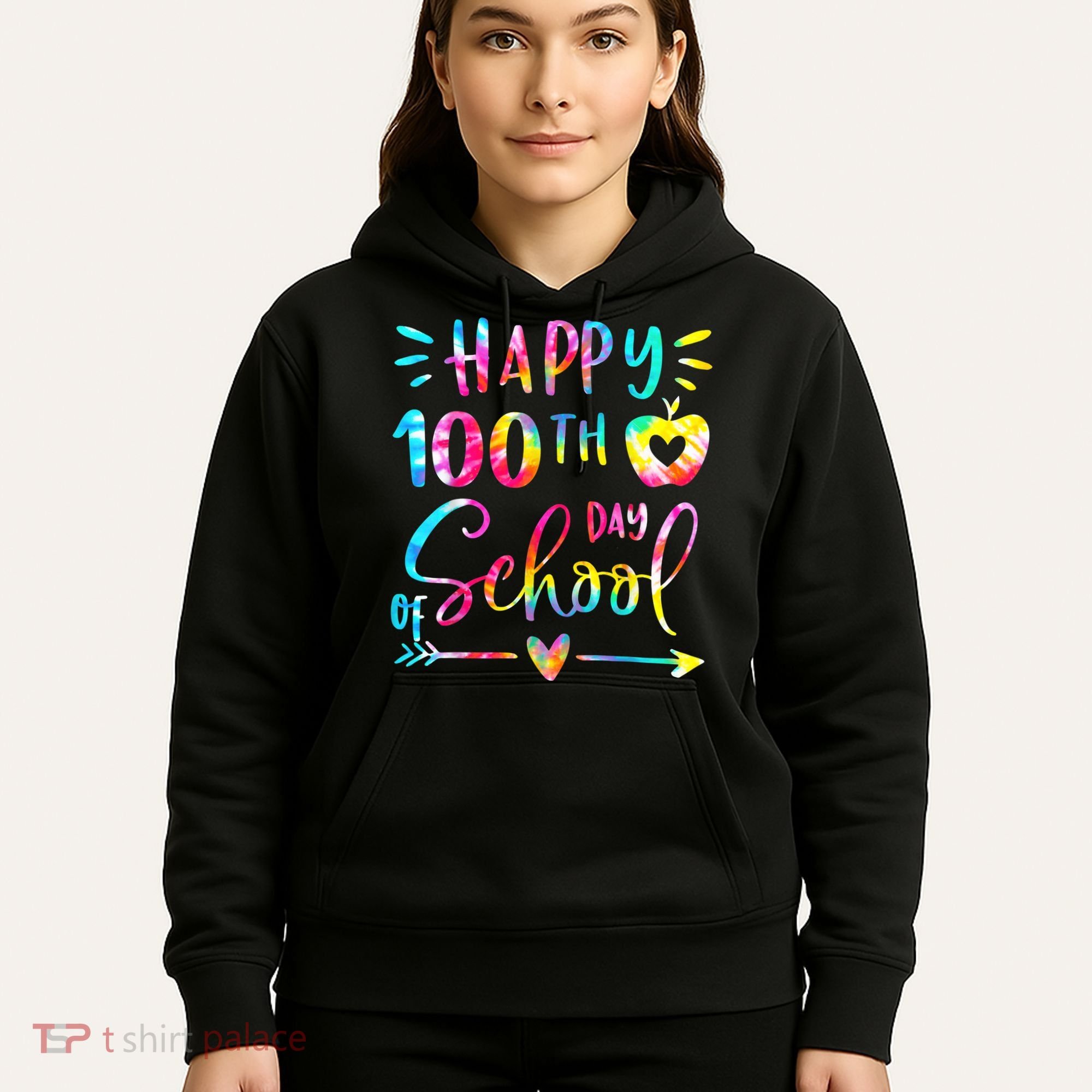 Tie Dye Happy 100th Day Of School Teacher Student 100 Days Hoodie