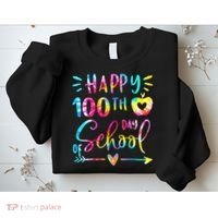 Tie Dye Happy 100th Day Of School Teacher Student 100 Days Sweatshirt thumb 2