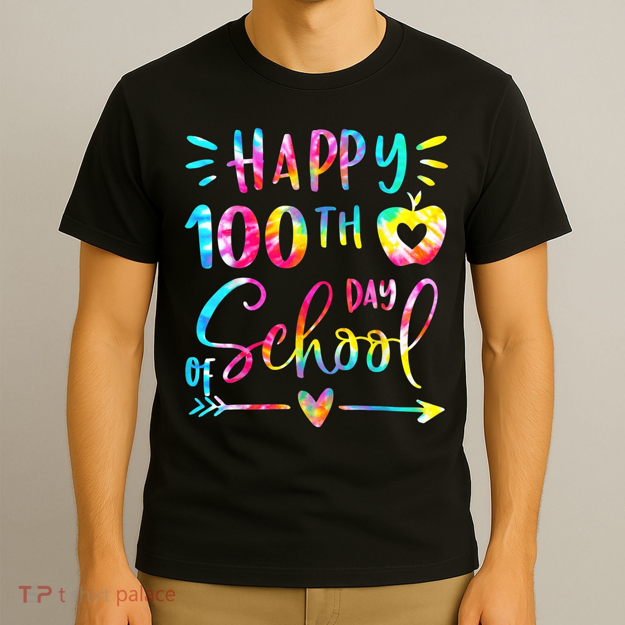 Tie Dye Happy 100th Day Of School Teacher Student 100 Days T-Shirt