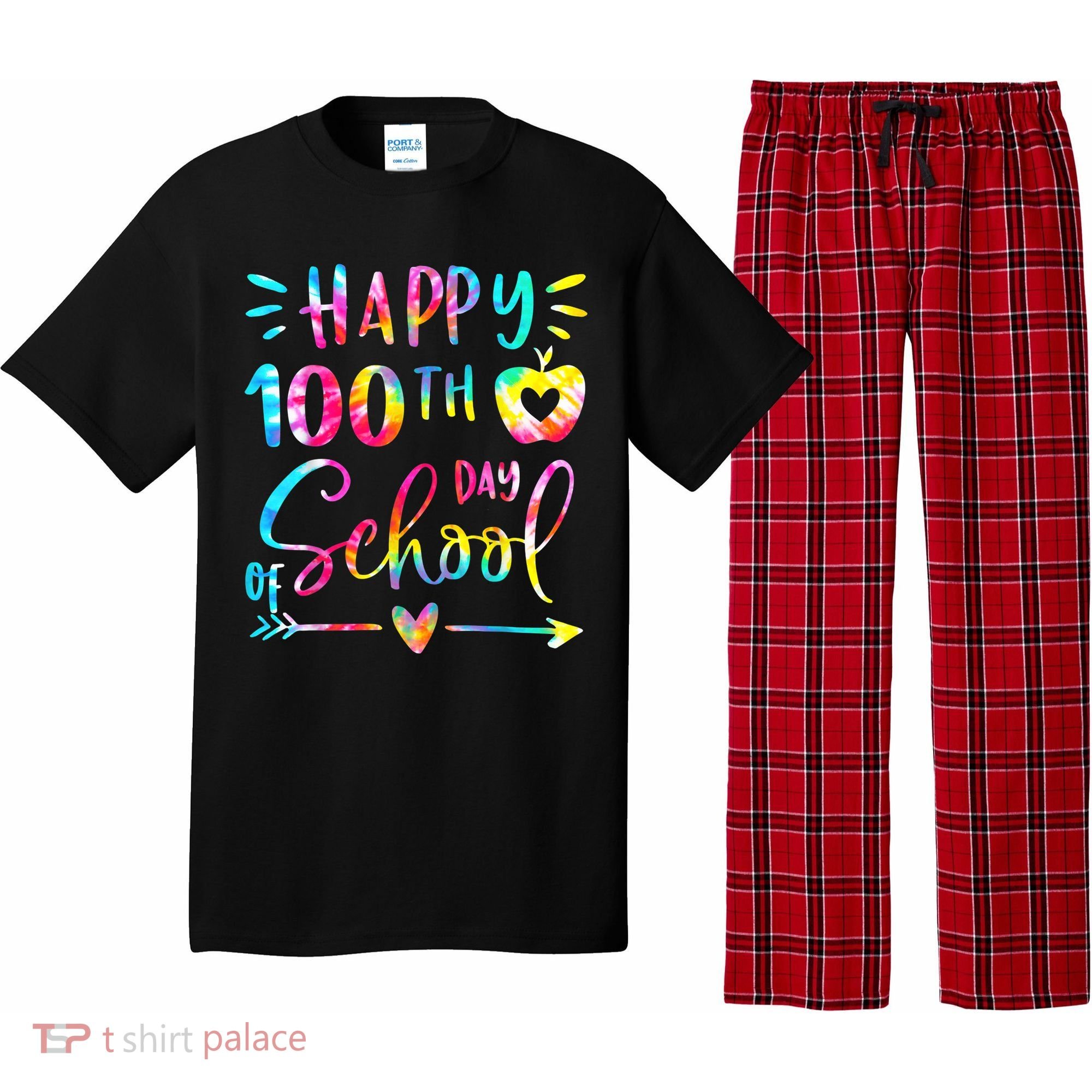 Tie Dye Happy 100th Day Of School Teacher Student 100 Days Pajama Set