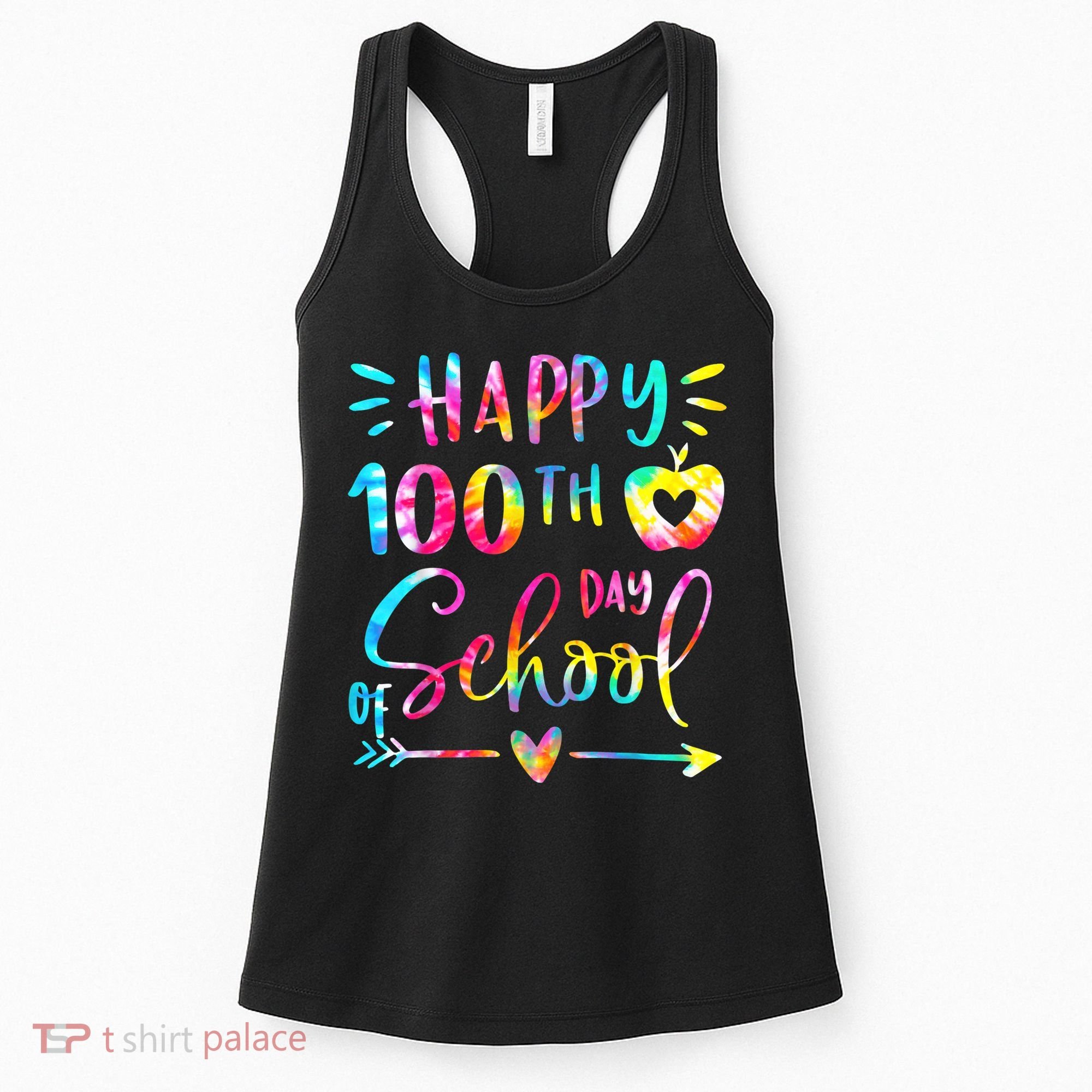 Tie Dye Happy 100th Day Of School Teacher Student 100 Days Women's Tank Top