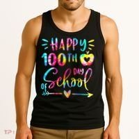 Tie Dye Happy 100th Day Of School Teacher Student 100 Days Tank Top thumb 3