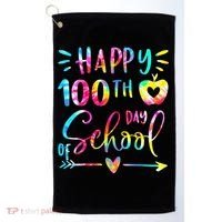 Tie Dye Happy 100th Day Of School Teacher Student 100 Days Golf Towel thumb 0