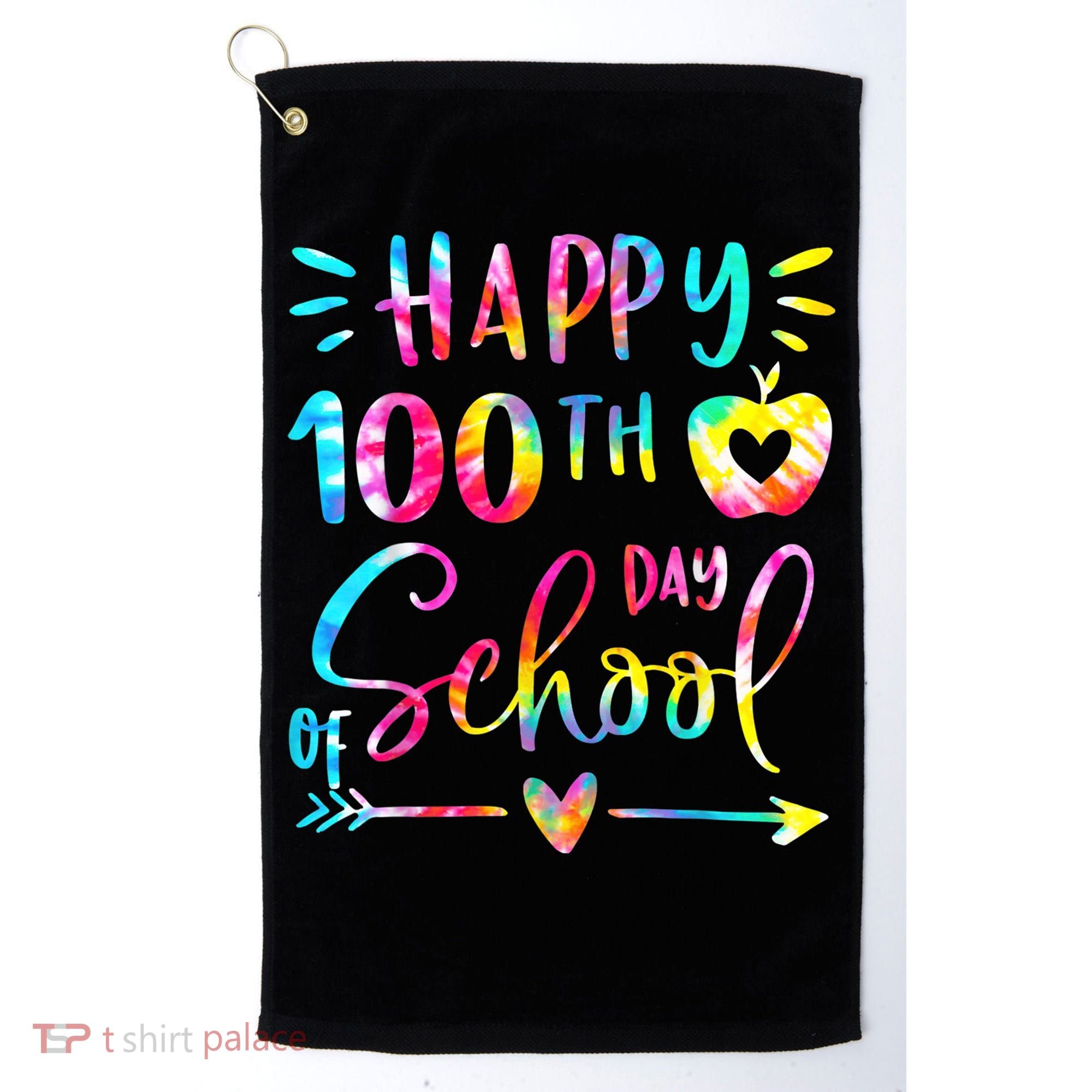 Tie Dye Happy 100th Day Of School Teacher Student 100 Days Golf Towel
