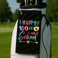 Tie Dye Happy 100th Day Of School Teacher Student 100 Days Golf Towel thumb 2