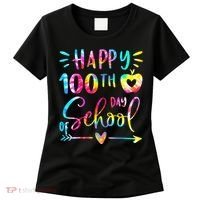 Tie Dye Happy 100th Day Of School Teacher Student 100 Days Women's T-Shirt thumb 0