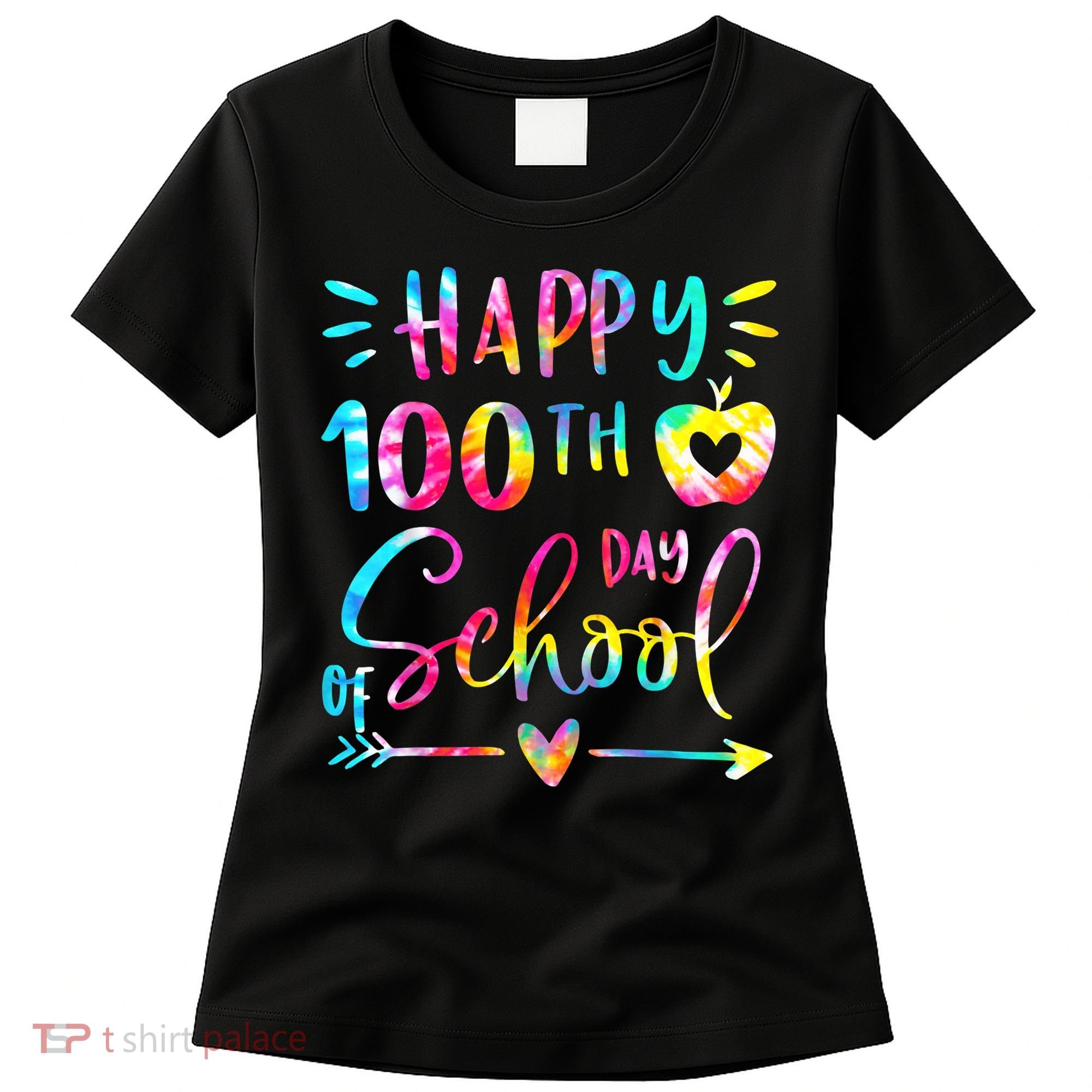 Tie Dye Happy 100th Day Of School Teacher Student 100 Days Women's T-Shirt